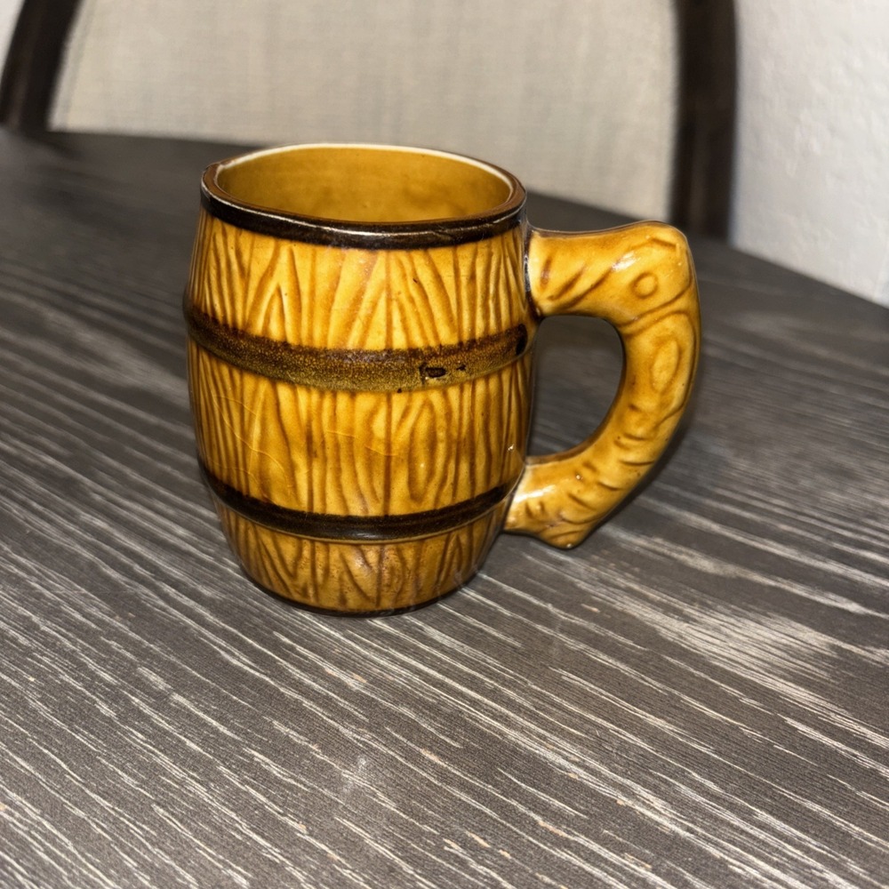 Vintage Barrel Mug Brown Beer Root Beer  Hand Painted Japan